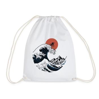 Japanische Ukiyo-e Gravel Bike Wave Art - Turnbeutel - Weiß - Vorne