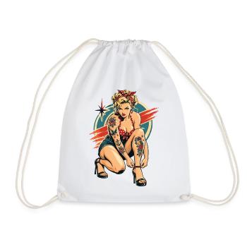 Rockabilly Pin-Up: Old School Tattoo Style - Turnbeutel - Weiß - Vorne