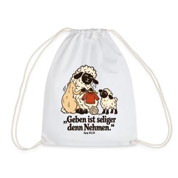 Strickerin Schaf Geben ist seliger denn Nehmen - Turnbeutel - Weiß - Vorne