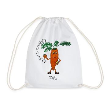 CleverCarrot – schlaue Karotte mit Büchern - Turnbeutel - Weiß - Vorne