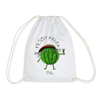 MessyMelon – tiefenentspannte Wassermelone - Turnbeutel - Weiß - Vorne