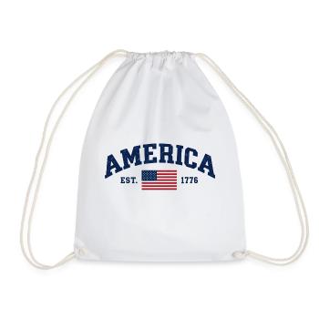 Amerikanische Flagge USA Vereinigte Staaten von Amerika US 4. - Turnbeutel - Weiß - Vorne
