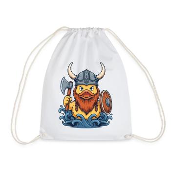 Viking-Ente mit Axt und Wellen - Turnbeutel - Weiß - Vorne