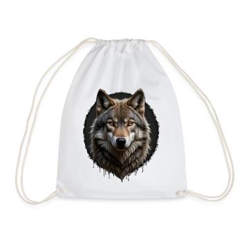 Wolfsblick Digitalporträt - Turnbeutel - Weiß - Vorne