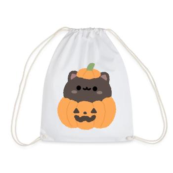 Kürbiskatze Halloween-Süße - Turnbeutel - Weiß - Vorne