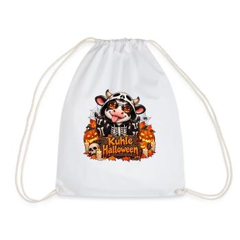 Cool Halloween Cow with Pumpkins Skeleton Costume - Turnbeutel - Weiß - Vorne