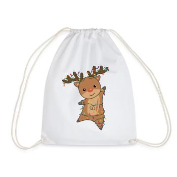 Rentier fröhliche Weihnachten Winter Tiere Hirsch - Turnbeutel - Weiß - Vorne