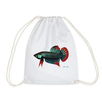 Betta imbellis, Kampffisch Wildform aus Thailand - Turnbeutel - Weiß - Vorne