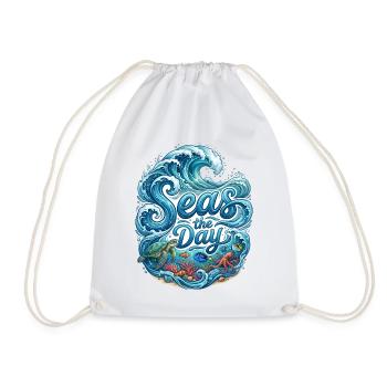 Sea the Day – Meereswellen und Meerestiere Design - Turnbeutel - Weiß - Vorne