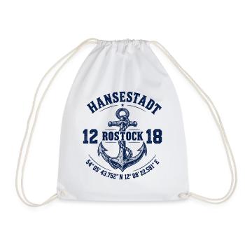 Hansestadt Rostock - Ostsee - MV - Anker - maritim - Turnbeutel - Weiß - Vorne