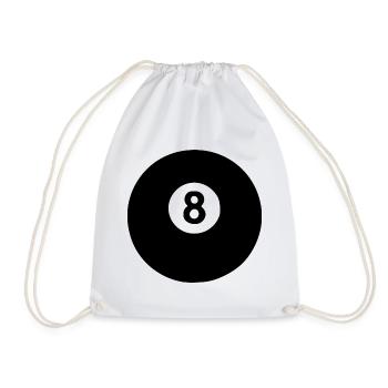 Billardkugel Billard Geschenk - Turnbeutel - Weiß - Vorne