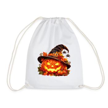 Halloween Kürbis im Hexenhut Wenuma  - Turnbeutel - Weiß - Vorne