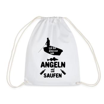Angeln und Saufen - Turnbeutel - Weiß - Vorne
