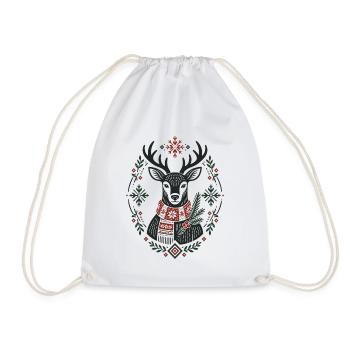 Winterhirsch mit Schneeflocken nordisches Design - Turnbeutel - Weiß - Vorne
