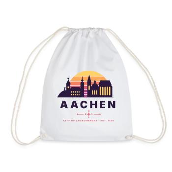 Aachen Retro Sunset Skyline City of Charlemagne - Turnbeutel - Weiß - Vorne