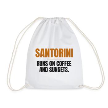 Santorini lebt von Kaffee und Sonnenuntergängen - Turnbeutel - Weiß - Vorne