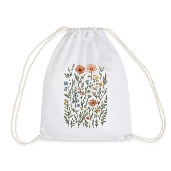 Wildblumen – eine botanische Wiese im Vintage-Stil - Turnbeutel - Weiß - Vorne