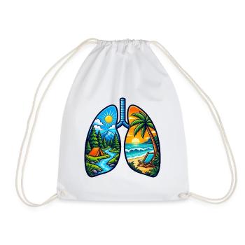 Nature Lungs Mountain Beach Outdoor-Abenteuer-Tee - Turnbeutel - Weiß - Vorne