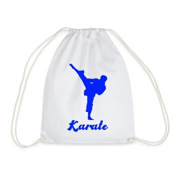 Karate Silhouette Blau - Turnbeutel - Weiß - Vorne