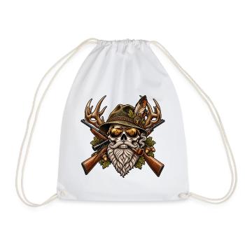 Jäger Schädel mit Hirschgeweih – Vintage Gothic - Turnbeutel - Weiß - Vorne