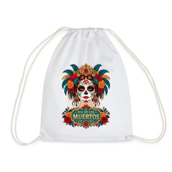Mexikanische Totenkopffrau Dia de los Muertos - Turnbeutel - Weiß - Vorne