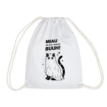 Miau äh ich meine Buuh! - Katze Gespenst Halloween - Turnbeutel - Weiß - Vorne