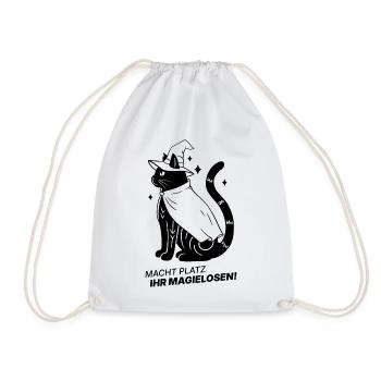 Macht Platz ihr Magielosen! – Schwarze Katze Hexe - Turnbeutel - Weiß - Vorne