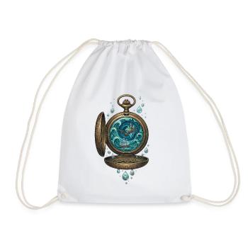 Magische Taschenuhr – Ozean Zeit Kunst - Turnbeutel - Weiß - Vorne