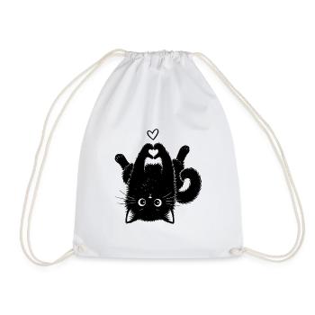 Süße schwarze Katze - Turnbeutel - Weiß - Vorne