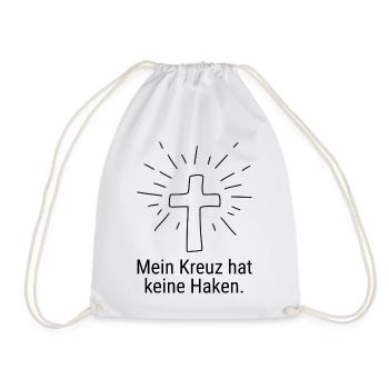 MEIN KREUZ HAT KEINE HAKEN, CHRISTEN GEGEN RECHTS - Turnbeutel - Weiß - Vorne