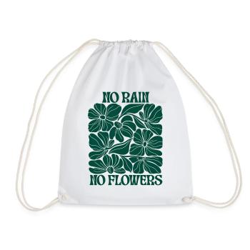 No Rain No Flowers – Retro Blumen Boho Motivation - Turnbeutel - Weiß - Vorne
