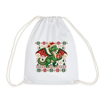 Weihnachtsdrachen Strickheld - Turnbeutel - Weiß - Vorne