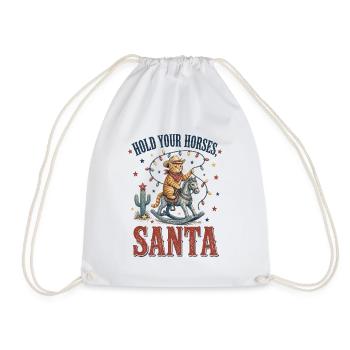 Hold Your Horses, Santa – Cowboy Cat - Turnbeutel - Weiß - Vorne