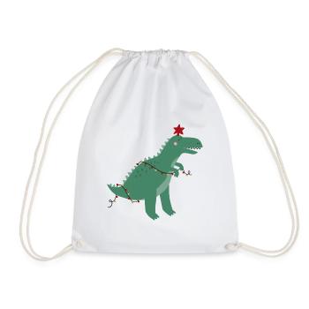 Niedlicher Weihnachtsdinosaurier - Turnbeutel - Weiß - Vorne