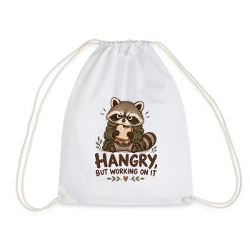 Hangry Waschbär mit Sandwich - Turnbeutel - Weiß - Vorne