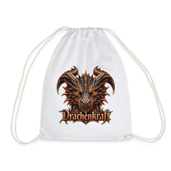 Drachenkraft – Dunkler Fantasy-Drache - Turnbeutel - Weiß - Vorne
