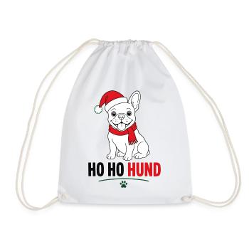 Weihnachts-Hund im Santa-Look - Turnbeutel - Weiß - Vorne