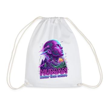 Human_-_better_than_Nature_-_Retrowave - Turnbeutel - Weiß - Vorne