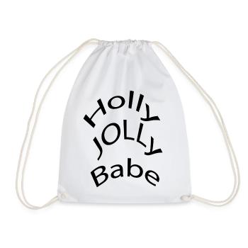 Holly Jolly Babe Retro Weihnachtstypografie T-Shirt - Turnbeutel - Weiß - Vorne