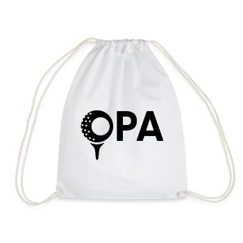 Opa mit Golfball – Schwarz - Turnbeutel - Weiß - Vorne