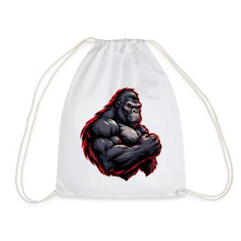 Kraftvoller Gorilla mit rotem Outline - Turnbeutel - Weiß - Vorne