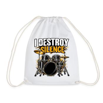 I Destroy Silence Schlagzeuger Funny Rock Band - Turnbeutel - Weiß - Vorne