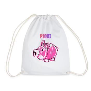 PIGGI Pink Pig im Cartoon-Stil - Turnbeutel - Weiß - Vorne