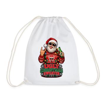 Punk-Santa Ugly Xmas Sweater - Turnbeutel - Weiß - Vorne