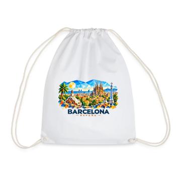 Barcelona - Espana - Spain - Spanien - spanisch - Turnbeutel - Weiß - Vorne