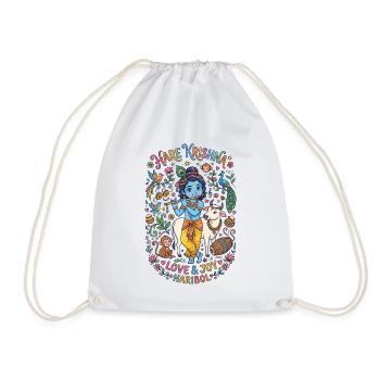 Cute Krishna Doodle – Hare Krishna Love & Joy  - Turnbeutel - Weiß - Vorne