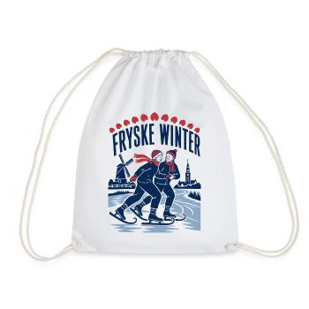 Fryske Winter Retro Schlittschuh Schaatsen Design - Turnbeutel - Weiß - Vorne