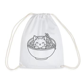Ramen-Kätzchen - Turnbeutel - Weiß - Vorne