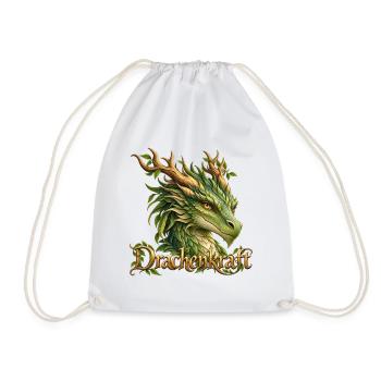 Drachenkraft – Grüner Naturdrache mit Geweih - Turnbeutel - Weiß - Vorne