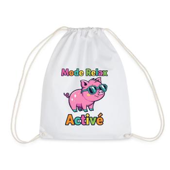Entspannter Modus Active Funky Pig - Turnbeutel - Weiß - Vorne